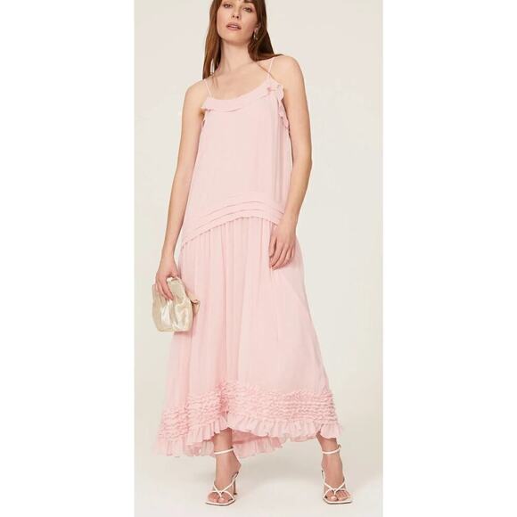 Jason Wu Collective Ruffled Scoop Dress Sleeveless Frill Midi Pink Size 0 - Picture 1 of 12